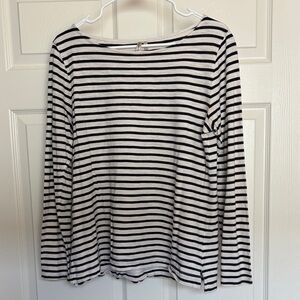 Banana Republic Black and White Striped Long Sleeve Top